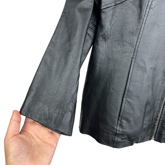 Jacqueline Ferrar Authentic Pig Nappa Genuine Leather Black Zip Up Jacket size S - Picture 6 of 13